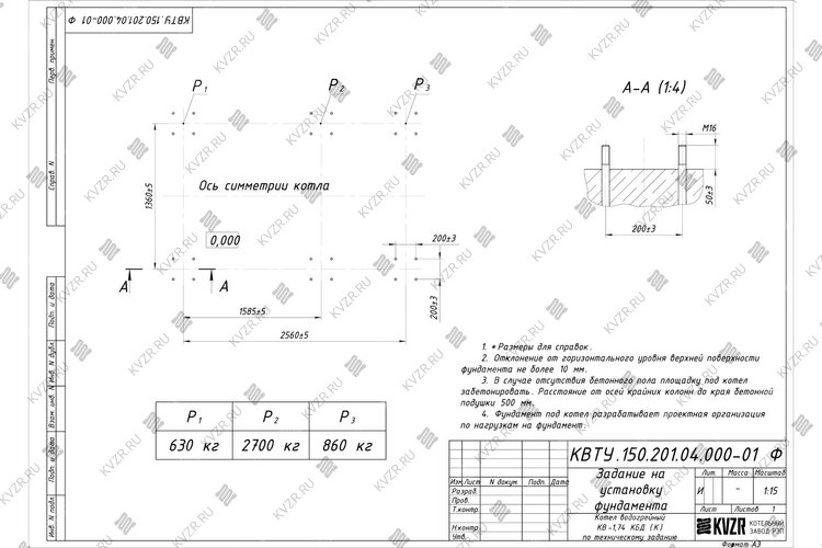 Котел на угле дровах 1.74 МВт с колосниками фундамент
